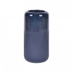 Cer, 10"h Grooved Vase, Navy Blue
