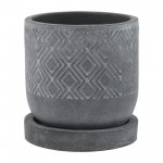 Cem, 5" Diamond Planter W/ Saucer, Gray