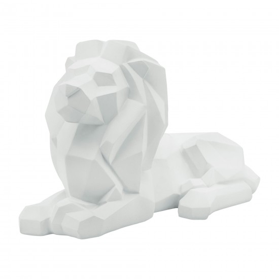 Resin 13" Laying Lion, White