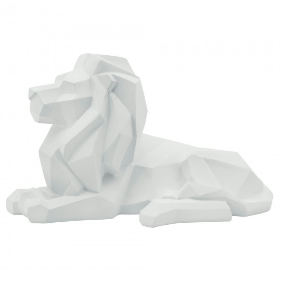 Resin 13" Laying Lion, White