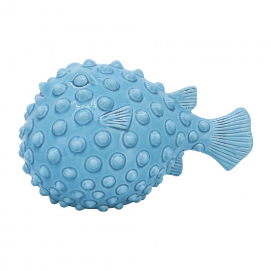 Cer, 13" Puffer Fish, Blue