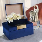 S/2 Velveteen Jewelry Box, Navy / Gold