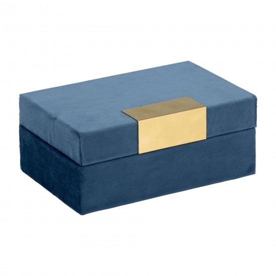 S/2 Velveteen Jewelry Box, Navy / Gold