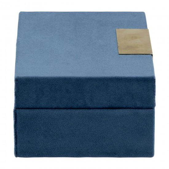 S/2 Velveteen Jewelry Box, Navy / Gold