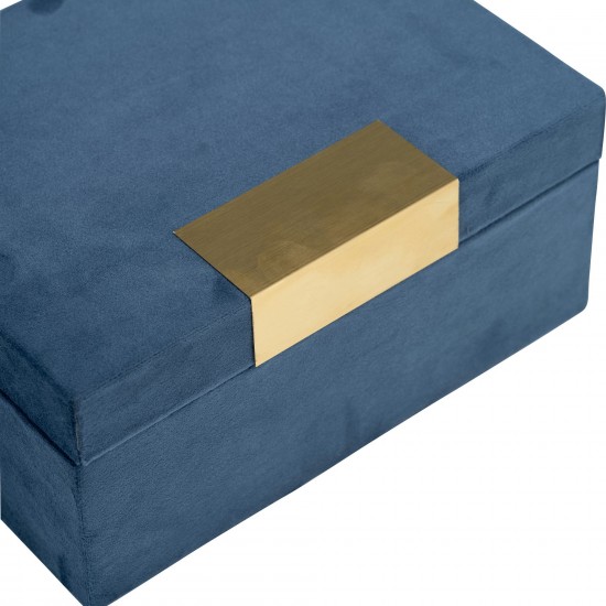 S/2 Velveteen Jewelry Box, Navy / Gold