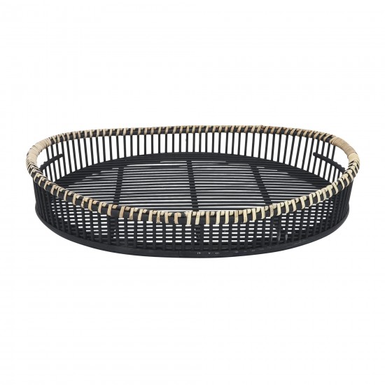 Bamboo, S/2 19/22" Oval Tray, Black