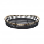 Bamboo, S/2 19/22" Oval Tray, Black