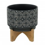 7" Swirl Planter On Stand, Black