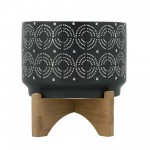 7" Swirl Planter On Stand, Black