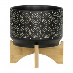 7" Swirl Planter On Stand, Black