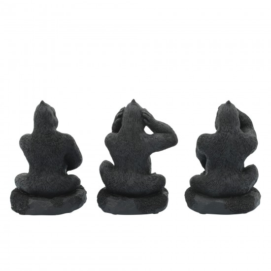 Resin, S/3 Hear, Speak, See No Evil Gorilla, Black