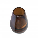 Glass, 9" Handmade Oval Vase,brown