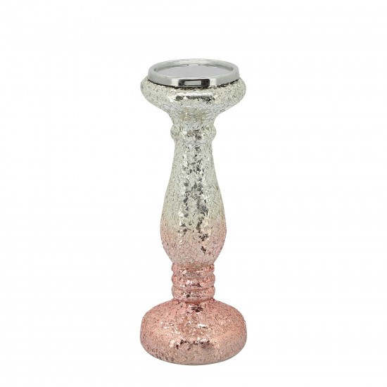 12" Blush Crackled Candle Holder