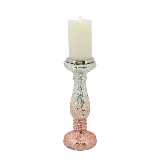 12" Blush Crackled Candle Holder