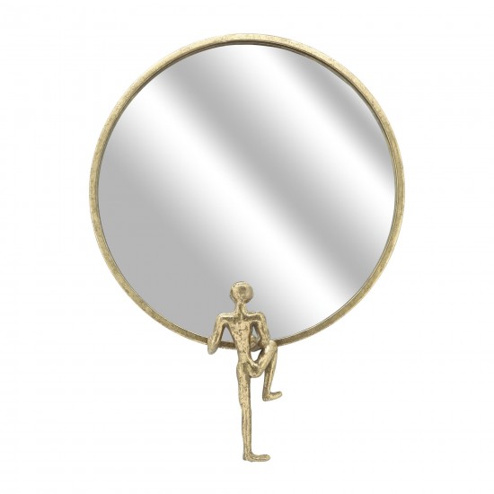 Metal, 24"h, Mirror With Man Deco, Gold