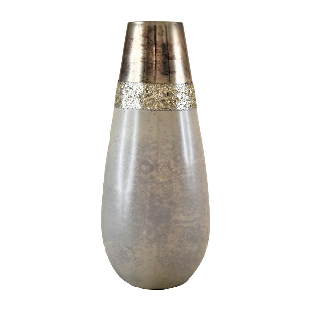 Glass, 15" Metallic Vase, Champagne Glass, 15" Metallic Vase, Champagne