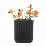 Cer, 8"h Ridged Vase, Black