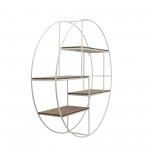 Metal/wood, 32" 4-layered Round Shelf, Brown/white