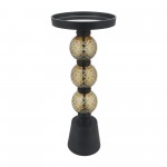 Metal, 23"h Orb Side Table, Mirror Top, Gld/blk