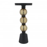 Metal, 23"h Orb Side Table, Mirror Top, Gld/blk