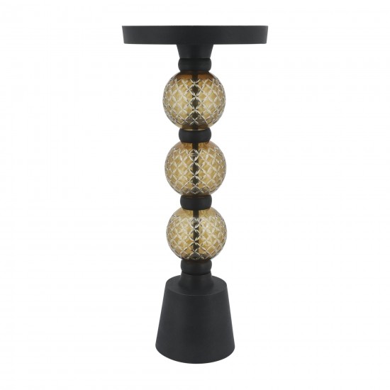 Metal, 23"h Orb Side Table, Mirror Top, Gld/blk