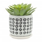 S/2 5/6" Aztec Planter W/ Saucer, Black