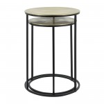 S/2 Metal 20/23" Round Side Table, Gold/blk