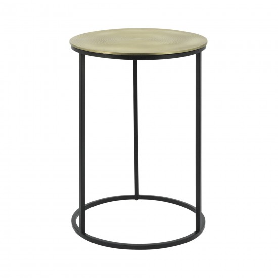 S/2 Metal 20/23" Round Side Table, Gold/blk