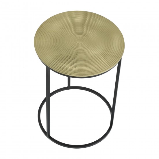 S/2 Metal 20/23" Round Side Table, Gold/blk