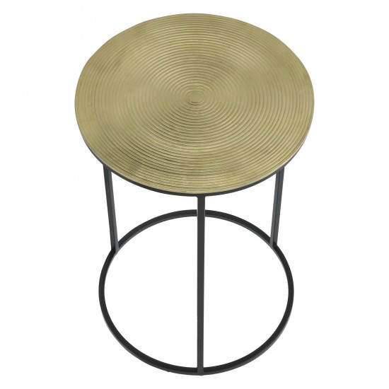 S/2 Metal 20/23" Round Side Table, Gold/blk