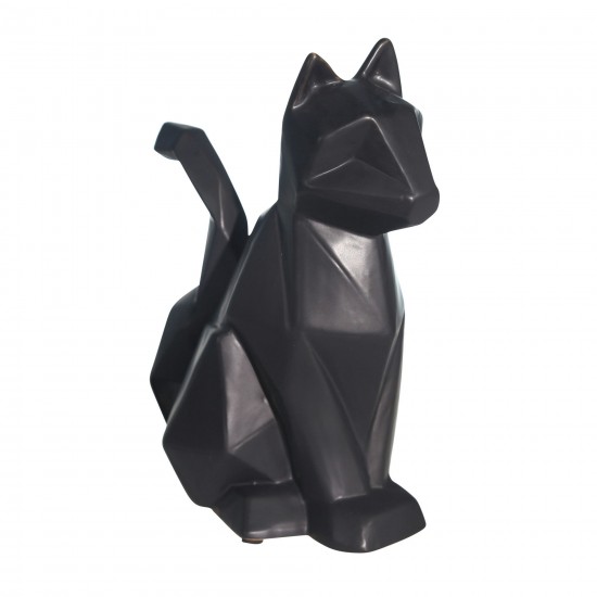 Cer, 10" Modern Cat Figurine, Black