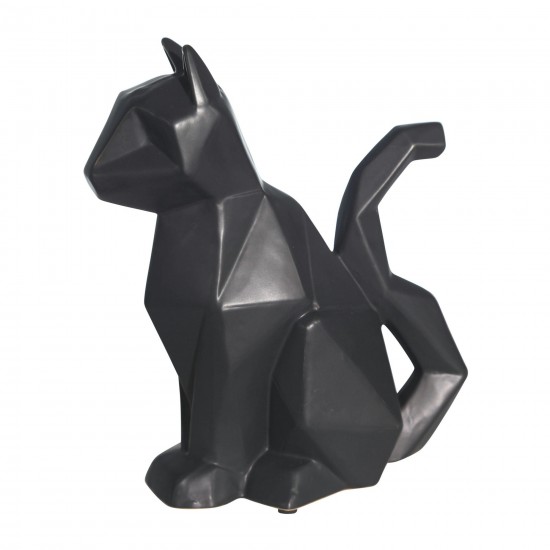 Cer, 10" Modern Cat Figurine, Black