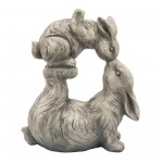 Resin, 15"h Kissing Bunnies, Antique White