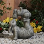 Resin, 15"h Kissing Bunnies, Antique White