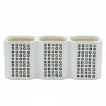 3-cup Dotted Pen Holder, Black