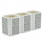 3-cup Dotted Pen Holder, Black
