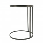 Metal, S/2 21/24" Mirrored Side Tables, Black