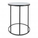 Metal, S/2 21/24" Mirrored Side Tables, Black