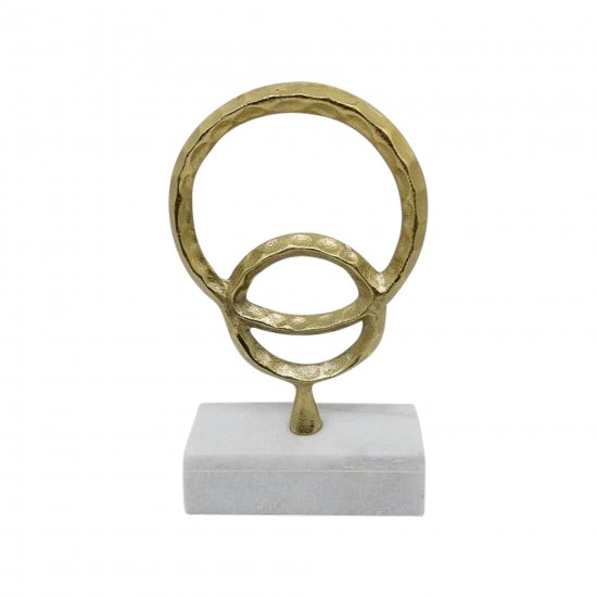 Metal/marble, 12"h Double Ring Accent, Gold