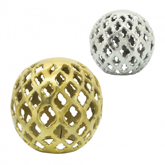 Metal, 8" Cut-out Orb, Gold