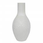 Cer, 16" Tribal Vase, White