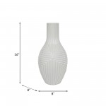 Cer, 16" Tribal Vase, White