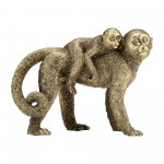 Resin 7"h Monkey Mother W/ Baby ,gold