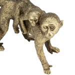 Resin 7"h Monkey Mother W/ Baby ,gold