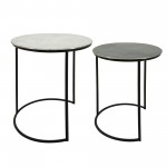 Metal, S/2 22/24" Round Side Tables, White/black