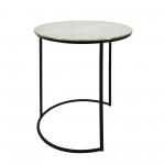 Metal, S/2 22/24" Round Side Tables, White/black