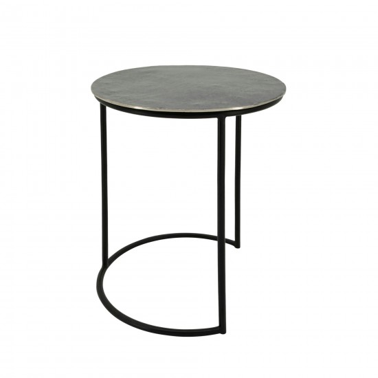 Metal, S/2 22/24" Round Side Tables, White/black