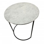 Metal, S/2 22/24" Round Side Tables, White/black