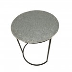 Metal, S/2 22/24" Round Side Tables, White/black