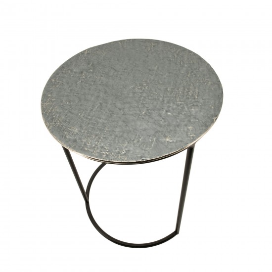 Metal, S/2 22/24" Round Side Tables, White/black